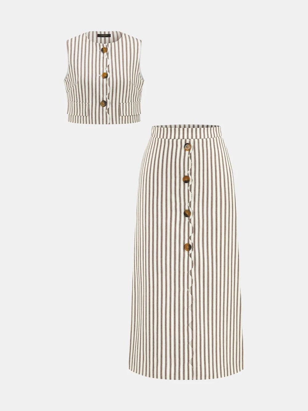 NWT Cotton Striped Sleeveless Top & Midi Skirt Set - Picture 2 of 8
